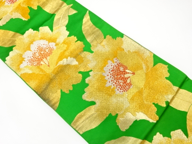 JAPANESE KIMONO / ANTIQUE FUKURO OBI / SILK / WOVEN FLOWER